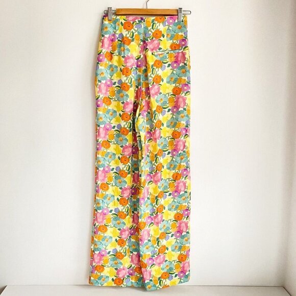 NWT Zara Soft  Colours Ester Floral Wide Leg High Waist Pants S - Picture 5 of 8
